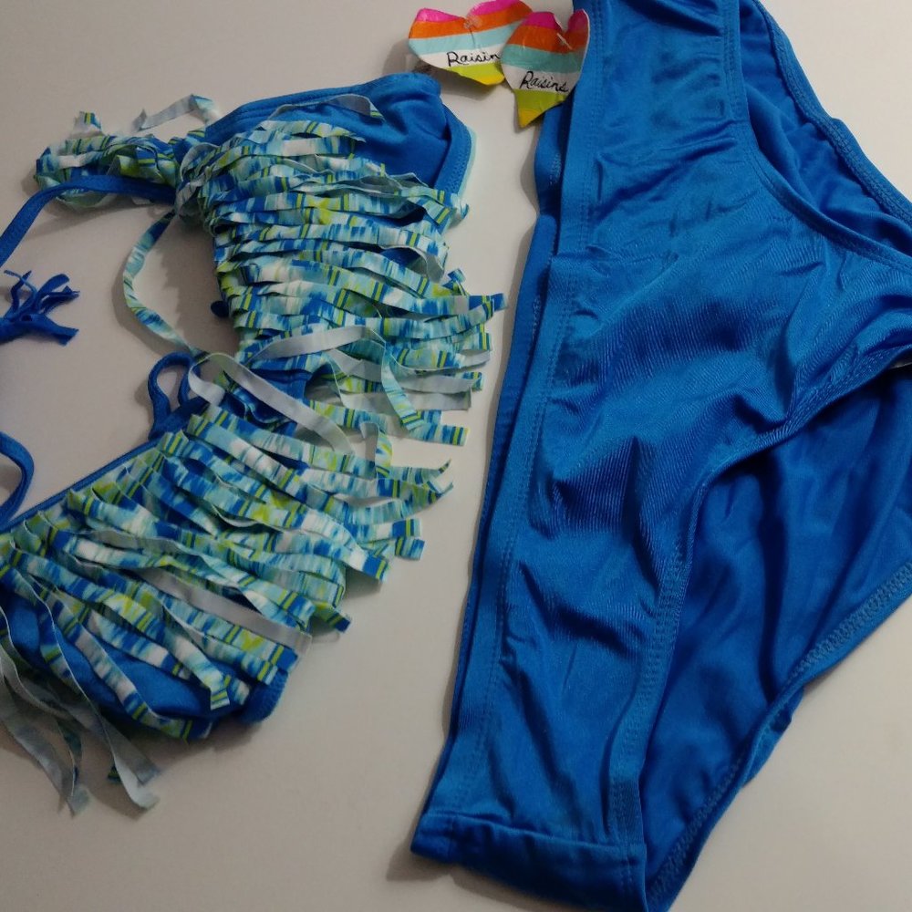 New Raisins Large Blue with Tassels Bikini Set